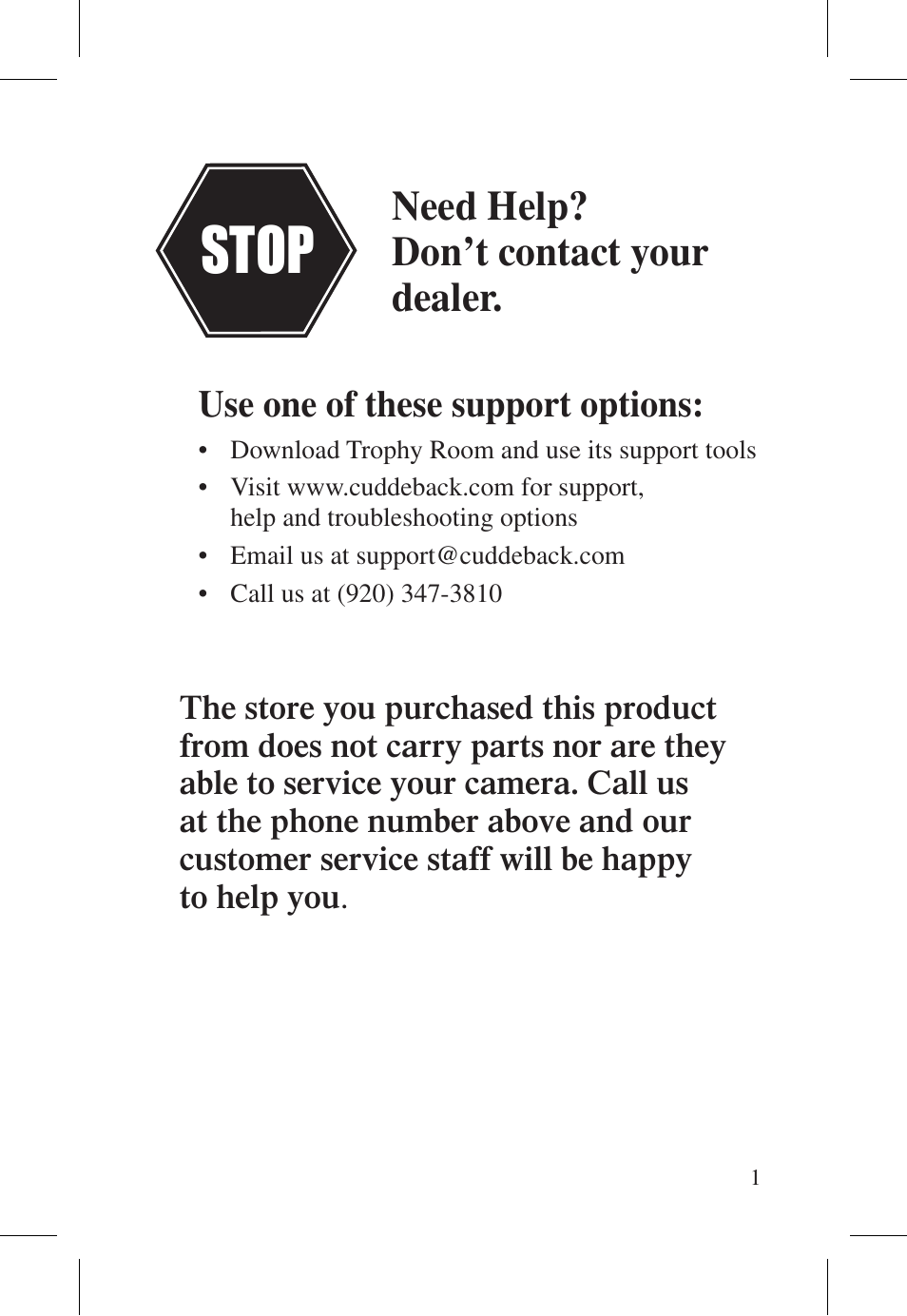 Stop | Cuddeback ATTACK FAMILY User Manual | Page 7 / 36