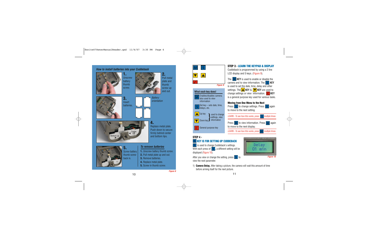 Delay 01 min | Cuddeback EXCITE User Manual | Page 6 / 16