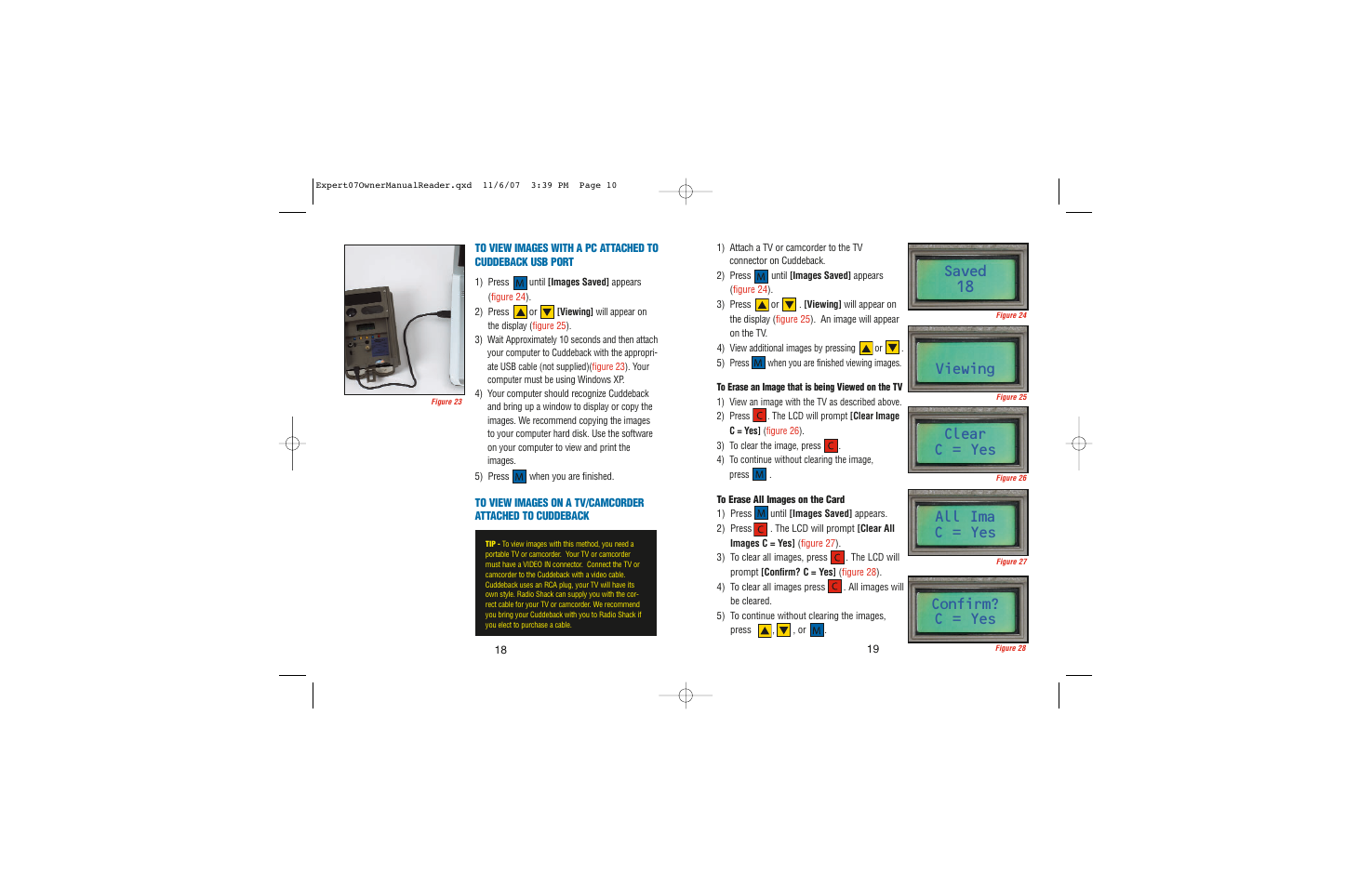 Saved 18 viewing clear c = yes, All ima c = yes confirm? c = yes | Cuddeback EXPERT User Manual | Page 10 / 26