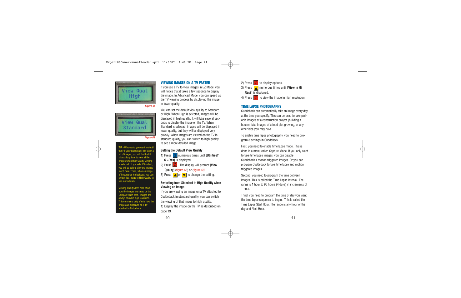 View qual high, View qual standard | Cuddeback EXPERT User Manual | Page 21 / 26