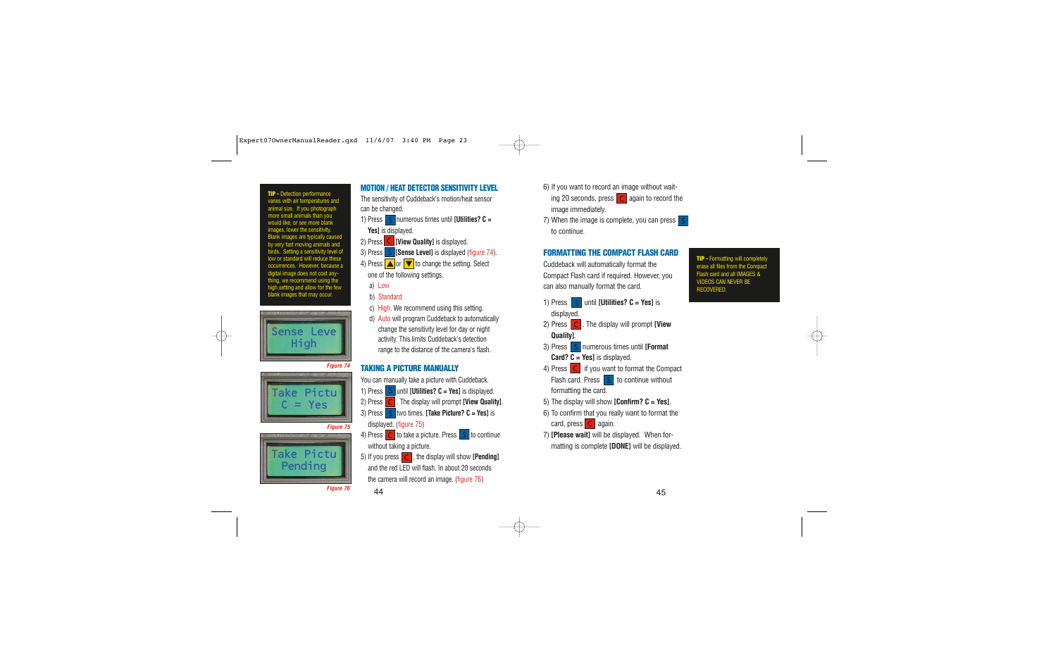 Sense leve high, Take pictu c = yes, Take pictu pending | Cuddeback EXPERT User Manual | Page 23 / 26