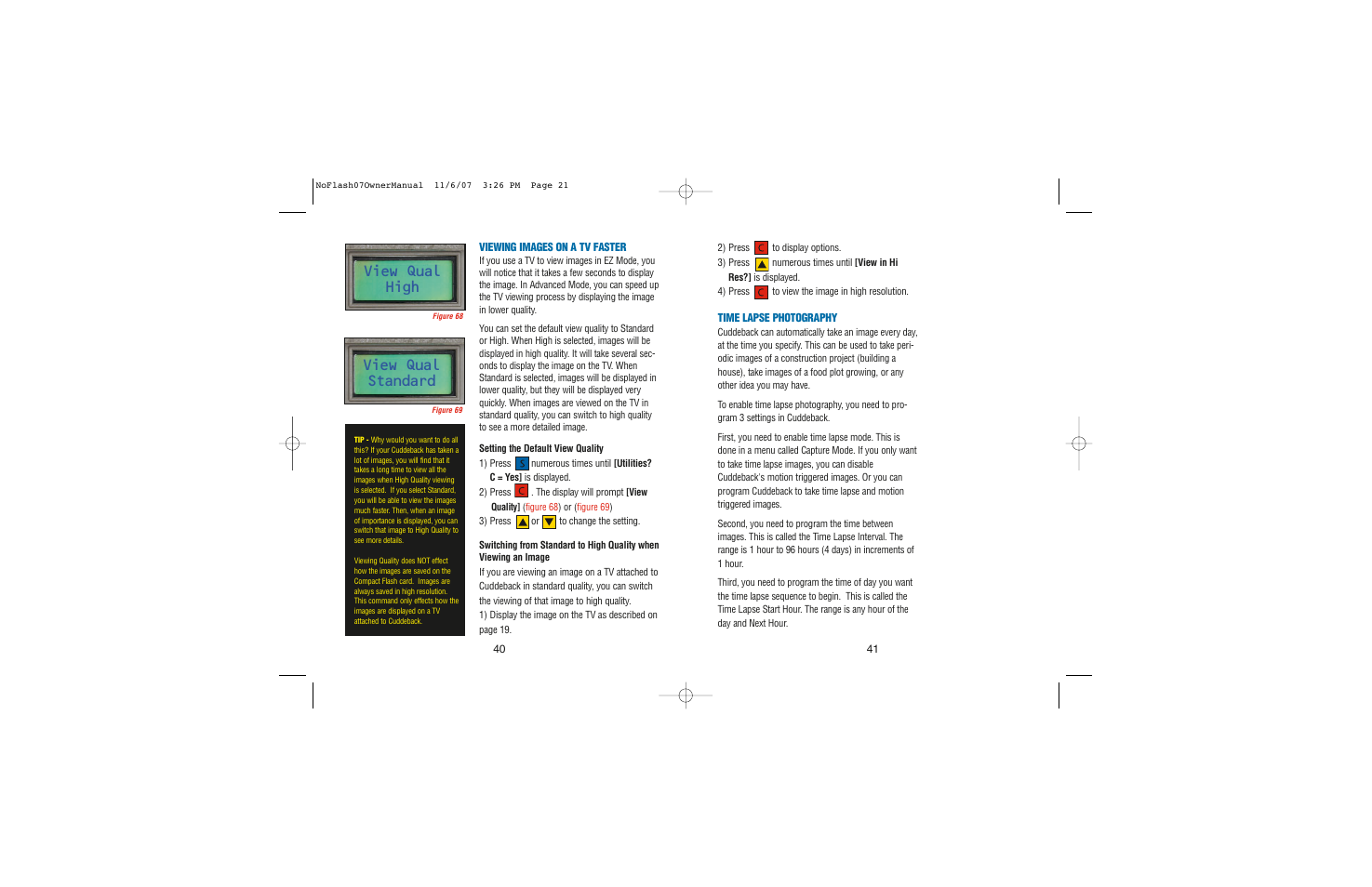 View qual high, View qual standard | Cuddeback NOFLASH User Manual | Page 21 / 27