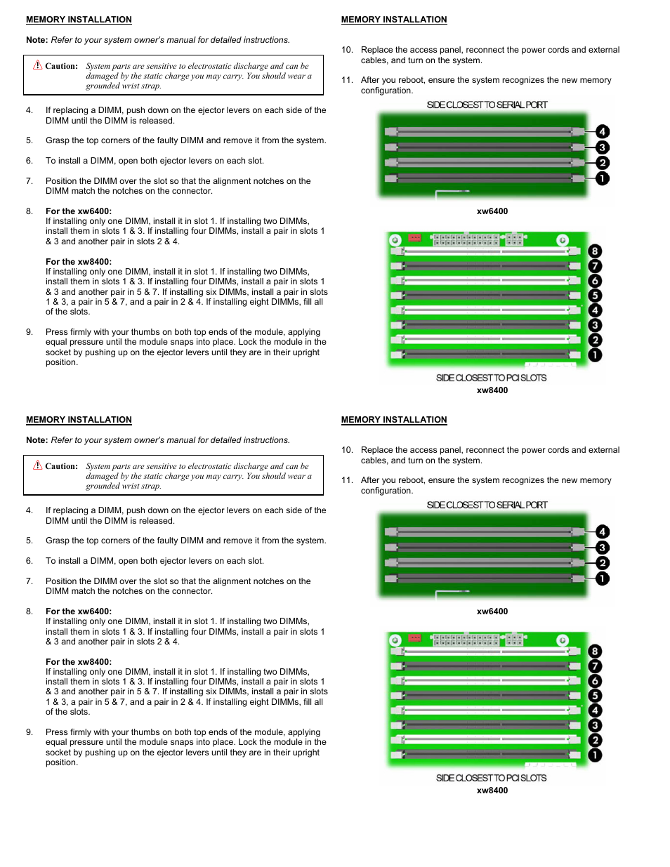 Memory installation | Dataram DRH8400 User Manual | Page 2 / 2