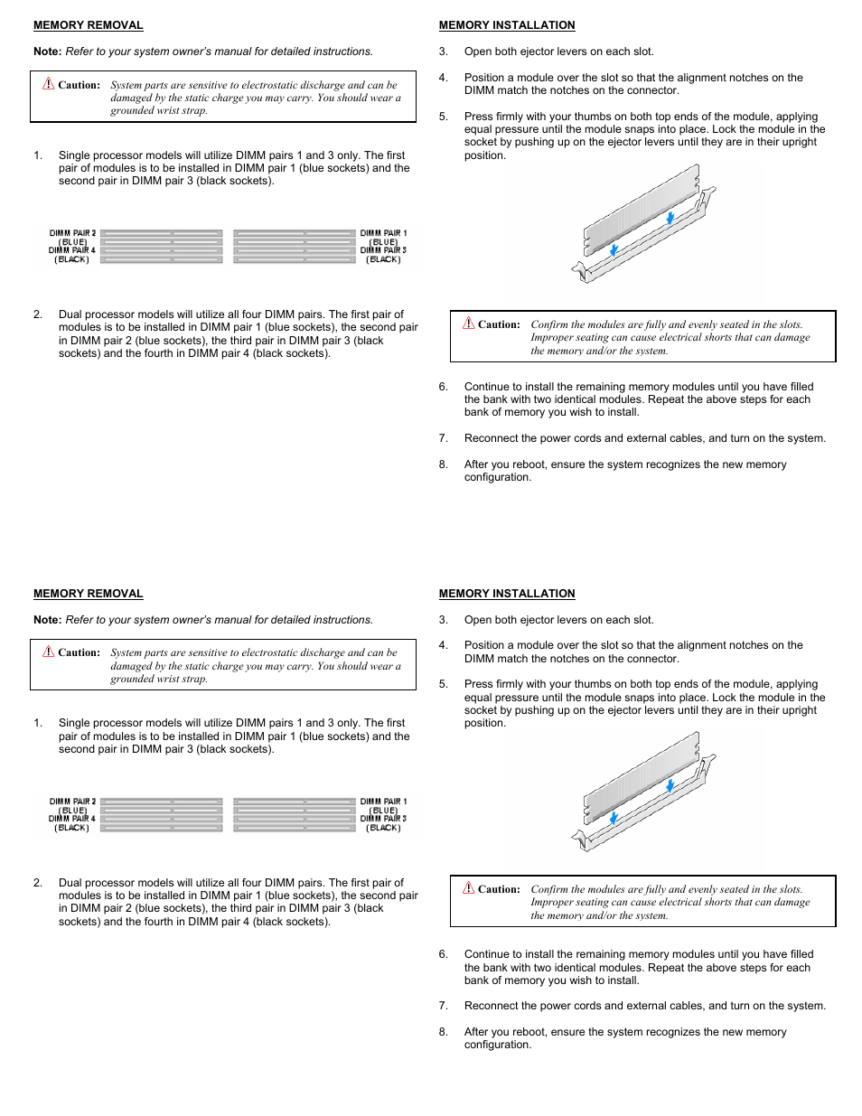 Memory removal | Dataram DRHXW9300 User Manual | Page 2 / 2