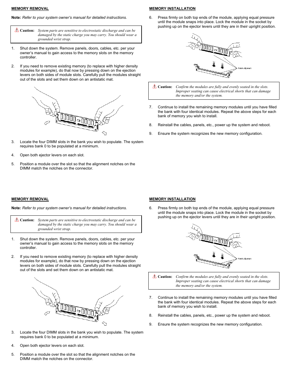 Memory removal | Dataram DRI615 User Manual | Page 2 / 2