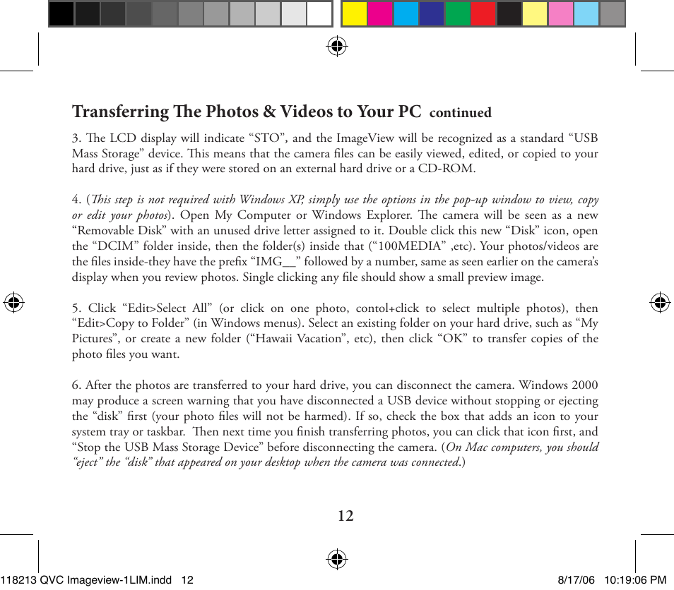 Transferring the photos & videos to your pc | Bushnell 118213 User Manual | Page 12 / 18