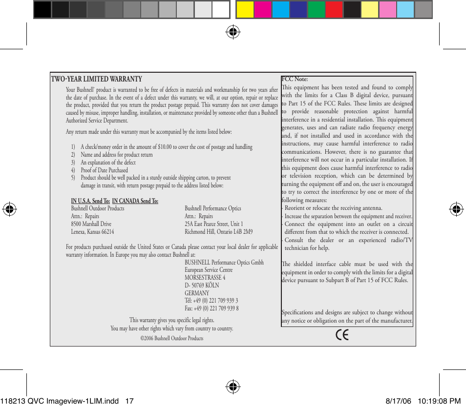 Bushnell 118213 User Manual | Page 17 / 18