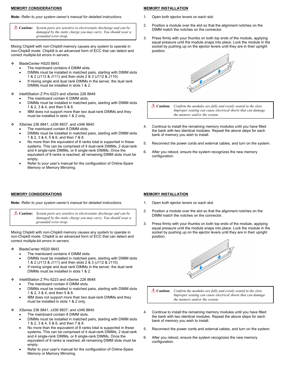 Memory considerations | Dataram DRIX346 User Manual | Page 2 / 2