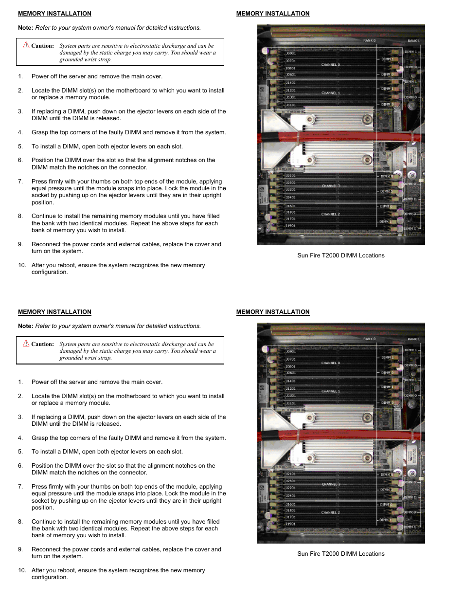 Memory installation | Dataram DRST2000 User Manual | Page 2 / 2
