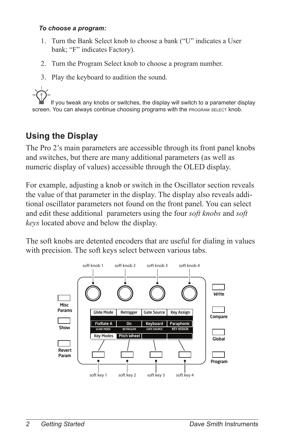 Using the display | Dave Smith Instruments PRO 2 User Manual | Page 12 / 152