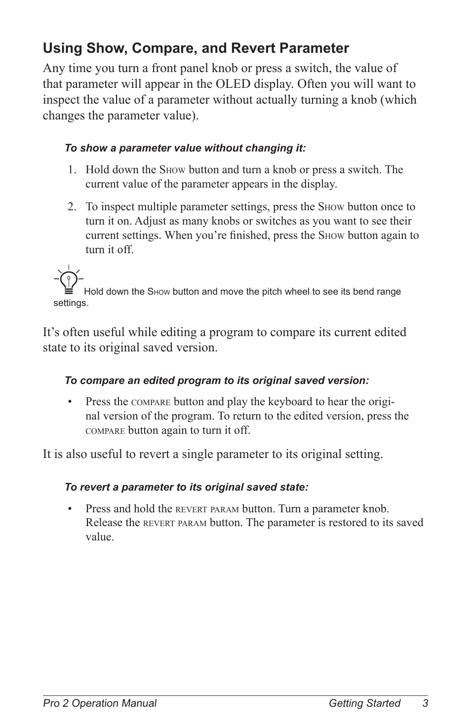 Using show, compare, and revert parameter | Dave Smith Instruments PRO 2 User Manual | Page 13 / 152