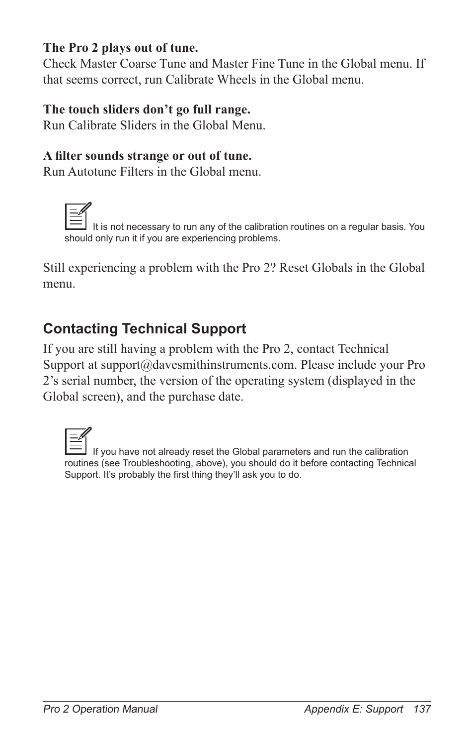 Contacting technical support | Dave Smith Instruments PRO 2 User Manual | Page 147 / 152