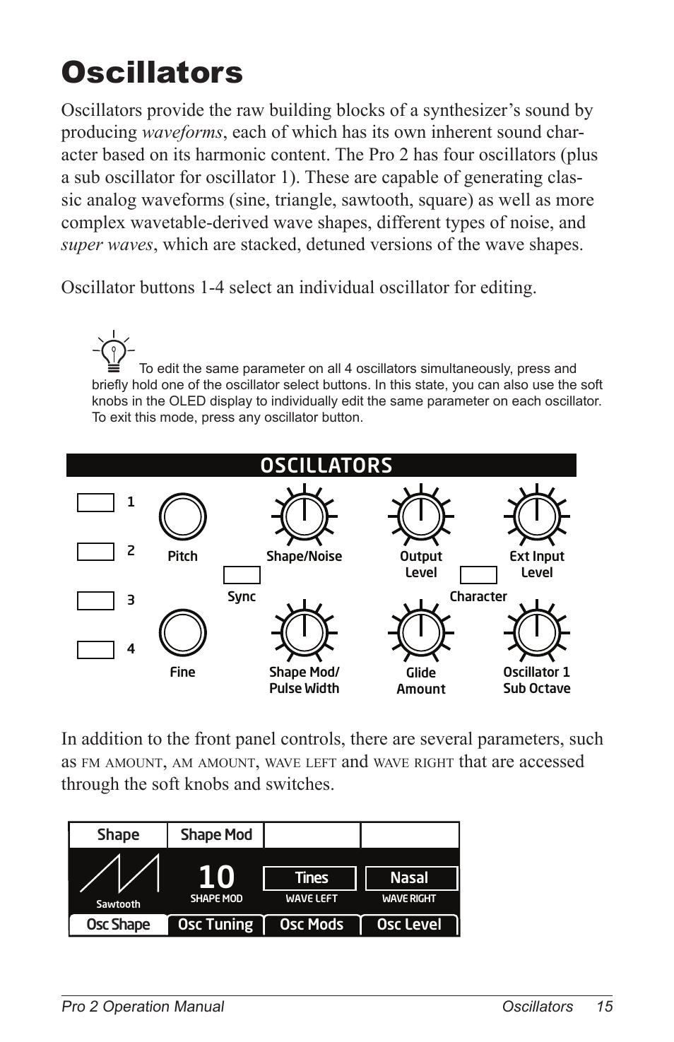 Oscillators | Dave Smith Instruments PRO 2 User Manual | Page 25 / 152