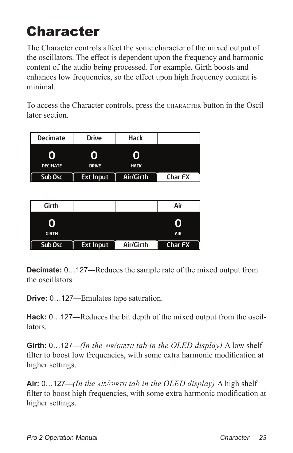 Character | Dave Smith Instruments PRO 2 User Manual | Page 33 / 152