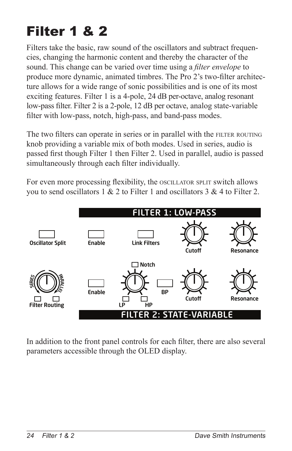 Filter 1 & 2, Filter 1: low-pass filter 2: state-variable | Dave Smith Instruments PRO 2 User Manual | Page 34 / 152