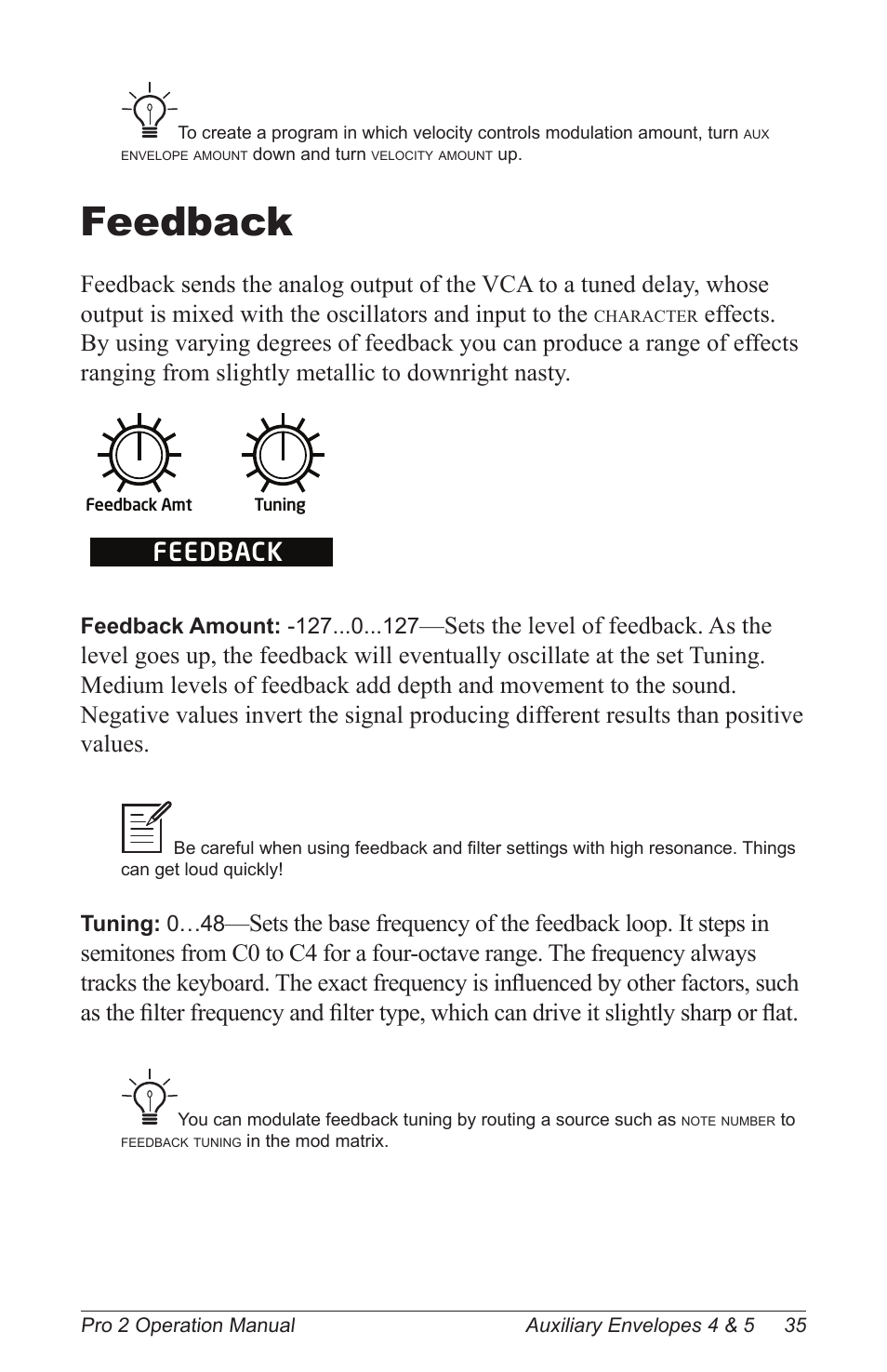 Feedback | Dave Smith Instruments PRO 2 User Manual | Page 45 / 152