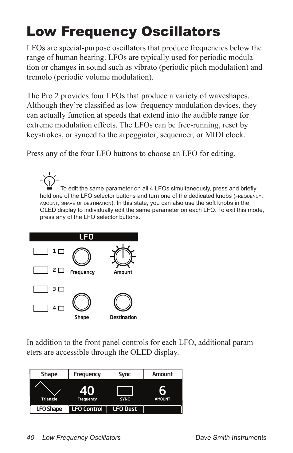 Low frequency oscillators | Dave Smith Instruments PRO 2 User Manual | Page 50 / 152