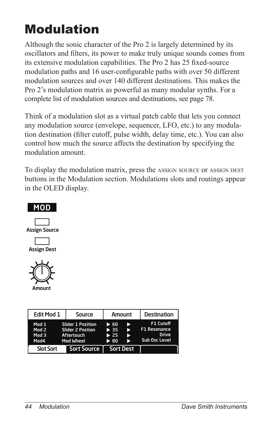 Modulation | Dave Smith Instruments PRO 2 User Manual | Page 54 / 152