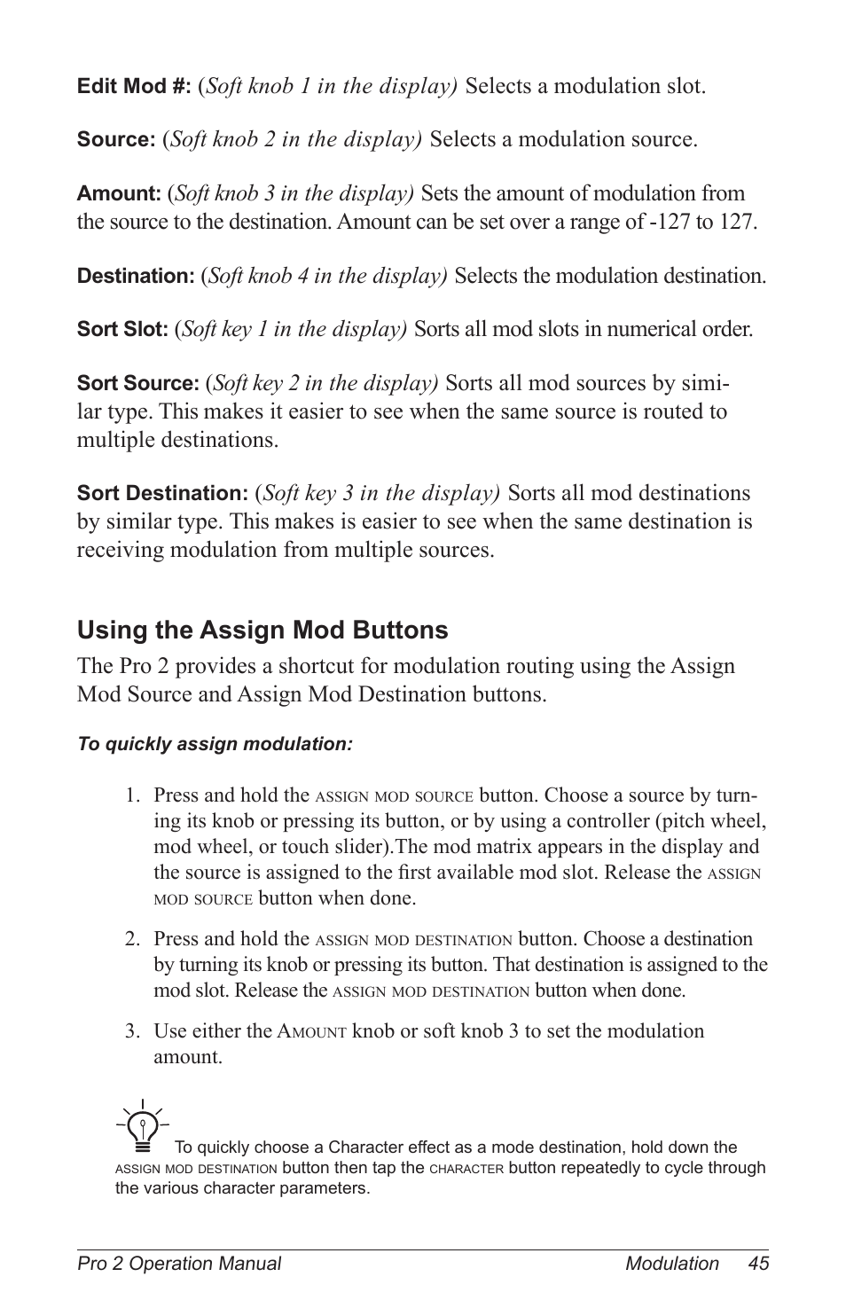 Using the assign mod buttons | Dave Smith Instruments PRO 2 User Manual | Page 55 / 152