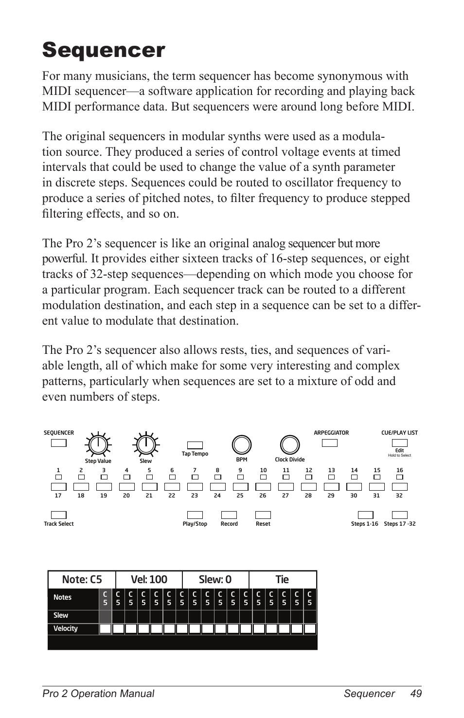 Sequencer, 49 pro 2 operation manual sequencer | Dave Smith Instruments PRO 2 User Manual | Page 59 / 152