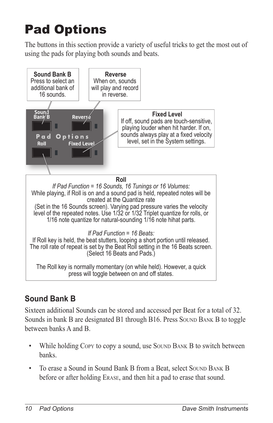 Pad options, Sound bank b | Dave Smith Instruments TEMPEST User Manual | Page 20 / 90
