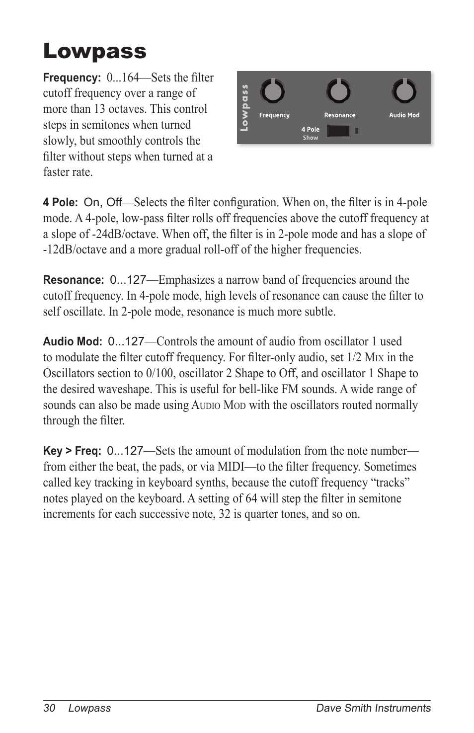 Lowpass | Dave Smith Instruments TEMPEST User Manual | Page 40 / 90