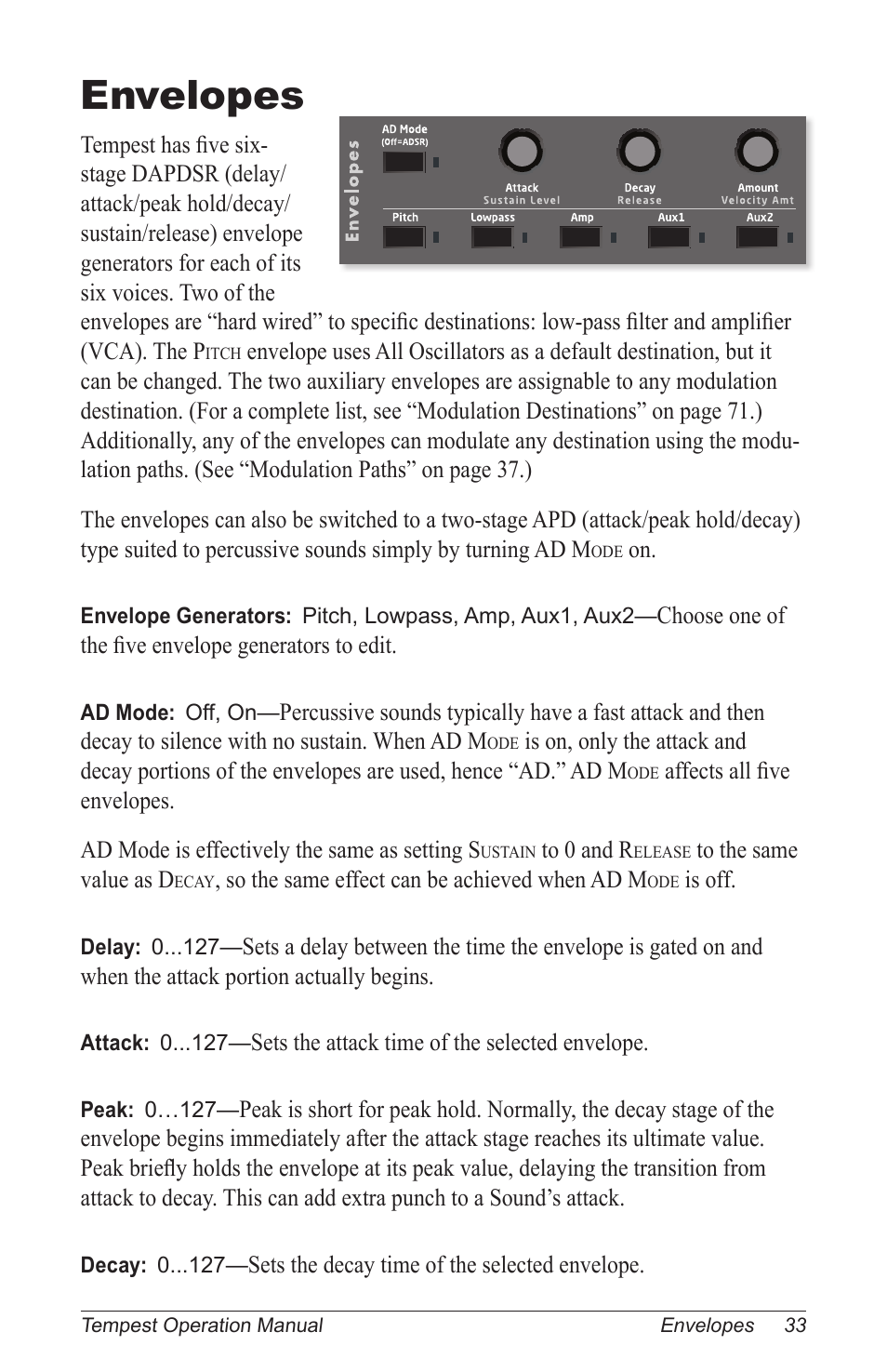 Envelopes | Dave Smith Instruments TEMPEST User Manual | Page 43 / 90