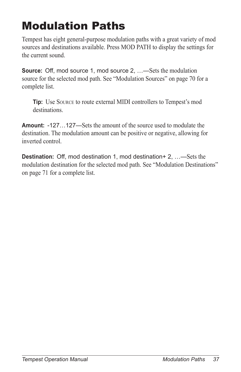 Modulation paths | Dave Smith Instruments TEMPEST User Manual | Page 47 / 90