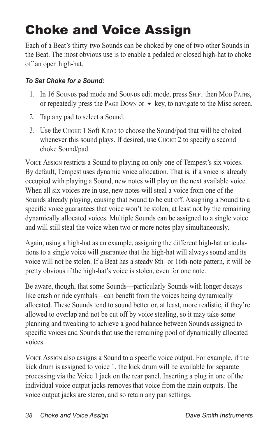 Choke and voice assign | Dave Smith Instruments TEMPEST User Manual | Page 48 / 90