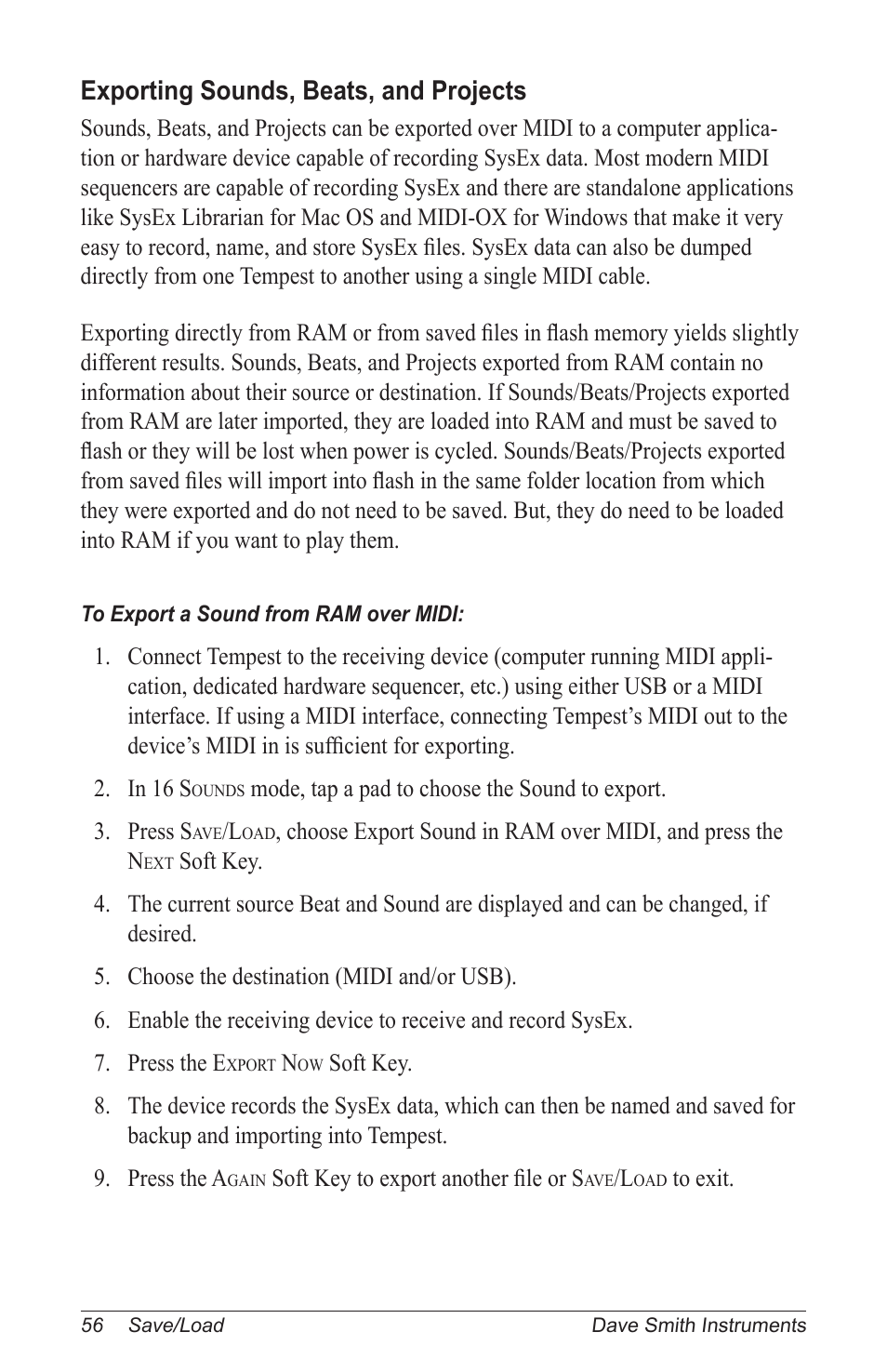Exporting sounds, beats, and projects | Dave Smith Instruments TEMPEST User Manual | Page 66 / 90