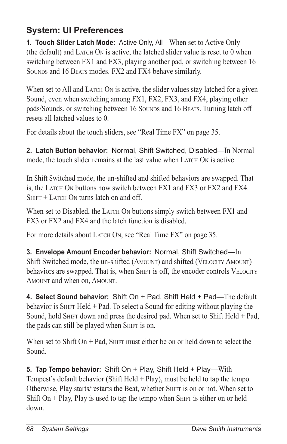 System: ui preferences | Dave Smith Instruments TEMPEST User Manual | Page 78 / 90