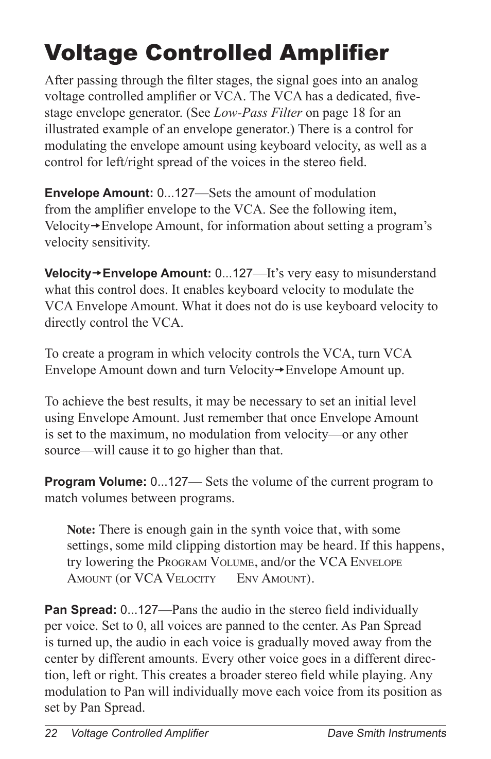 Voltage controlled amplifier | Dave Smith Instruments PROPHET 12 KEYBOARD User Manual | Page 32 / 100