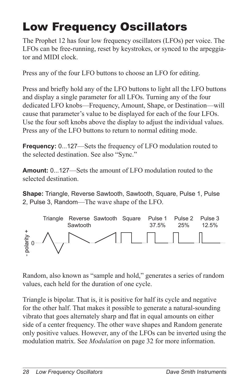 Low frequency oscillators | Dave Smith Instruments PROPHET 12 KEYBOARD User Manual | Page 38 / 100