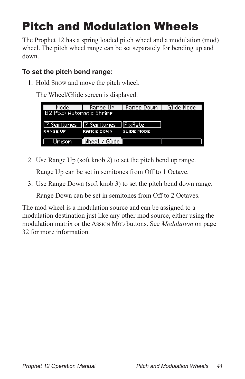 Pitch and modulation wheels | Dave Smith Instruments PROPHET 12 KEYBOARD User Manual | Page 51 / 100