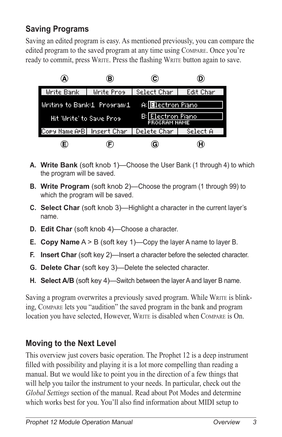 Saving programs, Moving to the next level | Dave Smith Instruments PROPHET 12 DESKTOP User Manual | Page 15 / 104