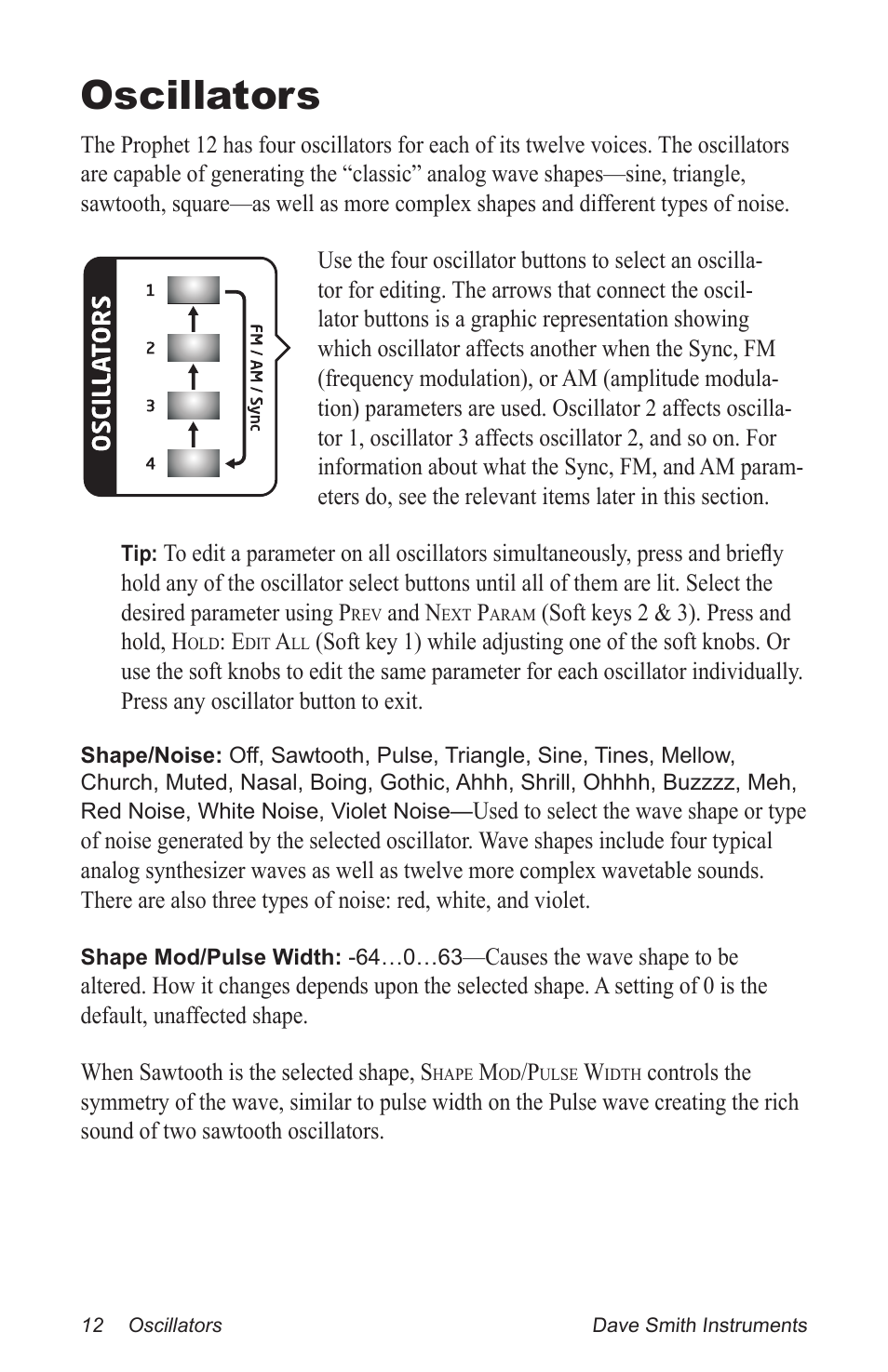Oscillators | Dave Smith Instruments PROPHET 12 DESKTOP User Manual | Page 24 / 104