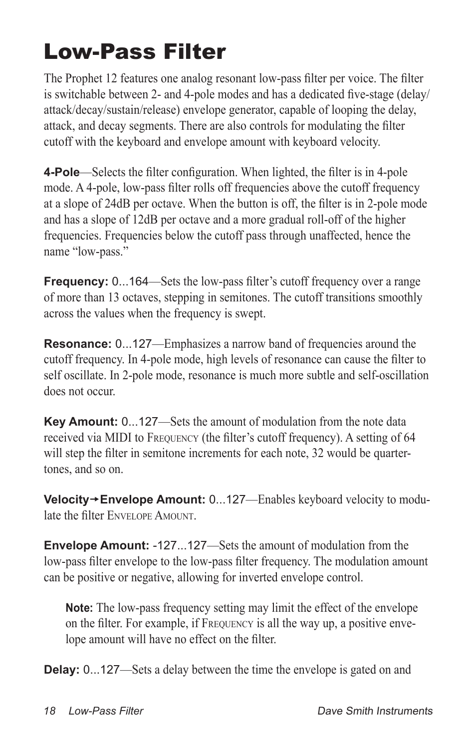 Low-pass filter | Dave Smith Instruments PROPHET 12 DESKTOP User Manual | Page 30 / 104