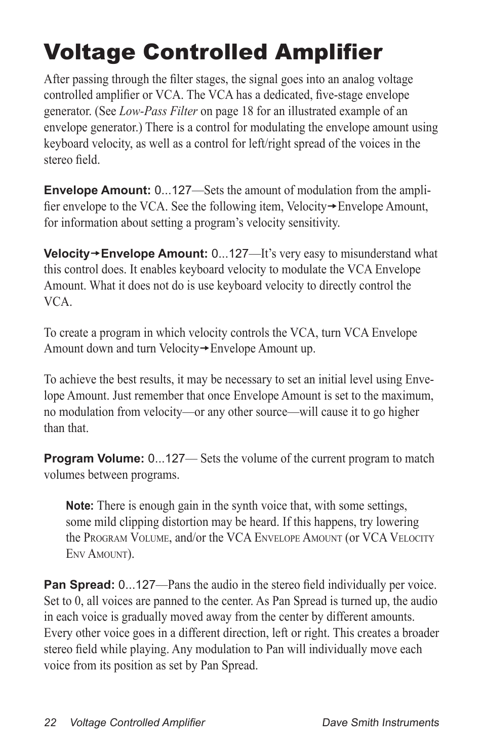 Voltage controlled amplifier | Dave Smith Instruments PROPHET 12 DESKTOP User Manual | Page 34 / 104