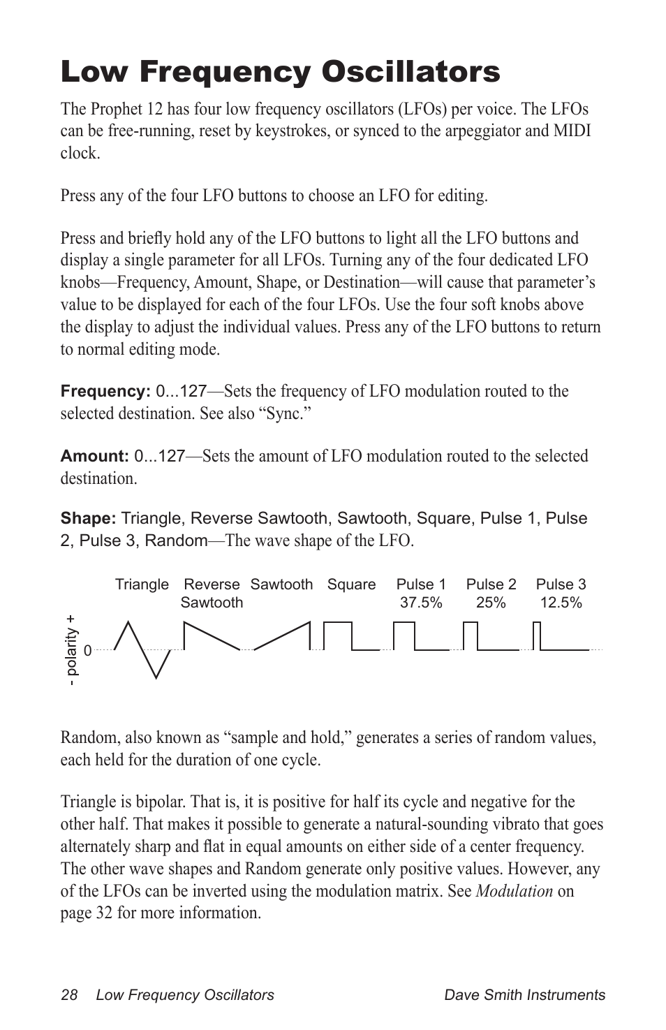 Low frequency oscillators | Dave Smith Instruments PROPHET 12 DESKTOP User Manual | Page 40 / 104