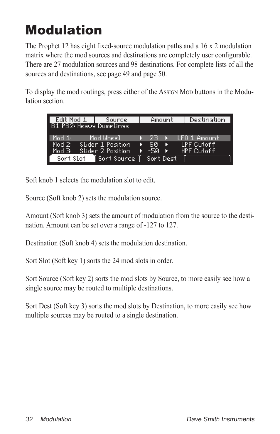 Modulation | Dave Smith Instruments PROPHET 12 DESKTOP User Manual | Page 44 / 104