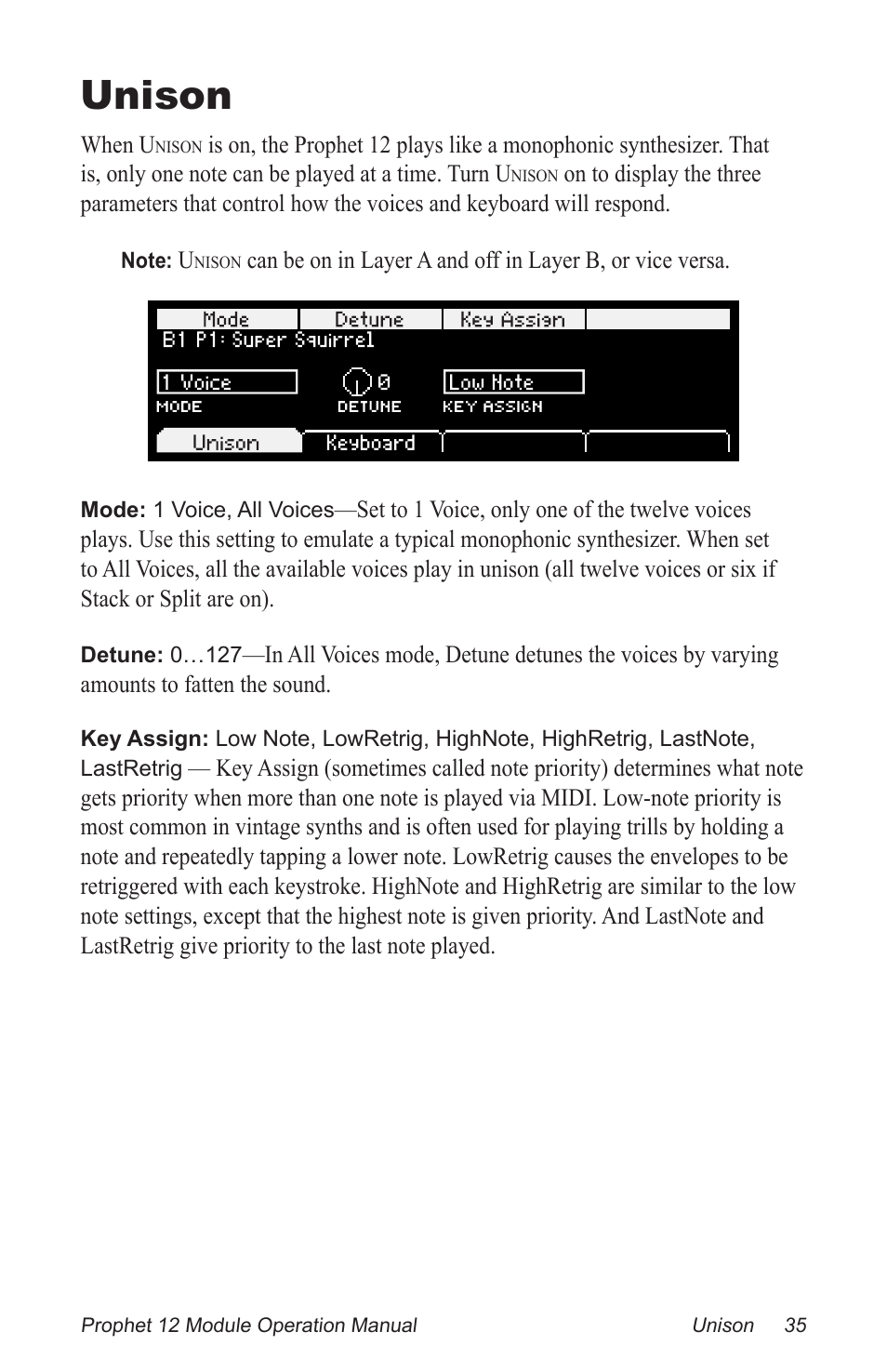 Unison | Dave Smith Instruments PROPHET 12 DESKTOP User Manual | Page 47 / 104