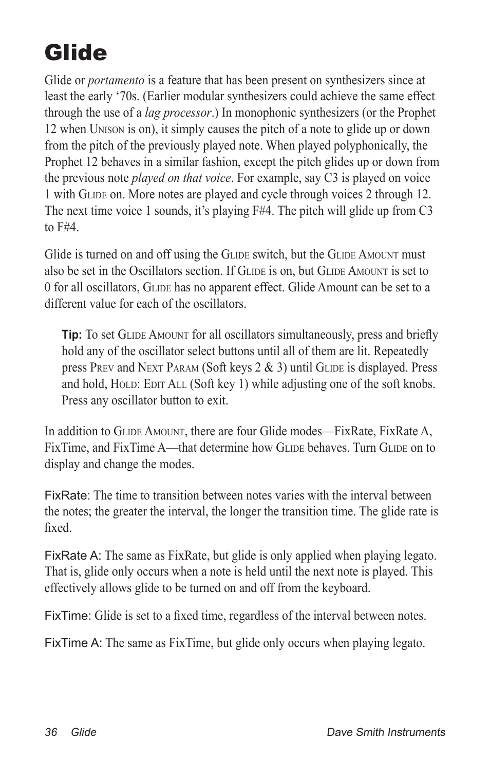 Glide | Dave Smith Instruments PROPHET 12 DESKTOP User Manual | Page 48 / 104