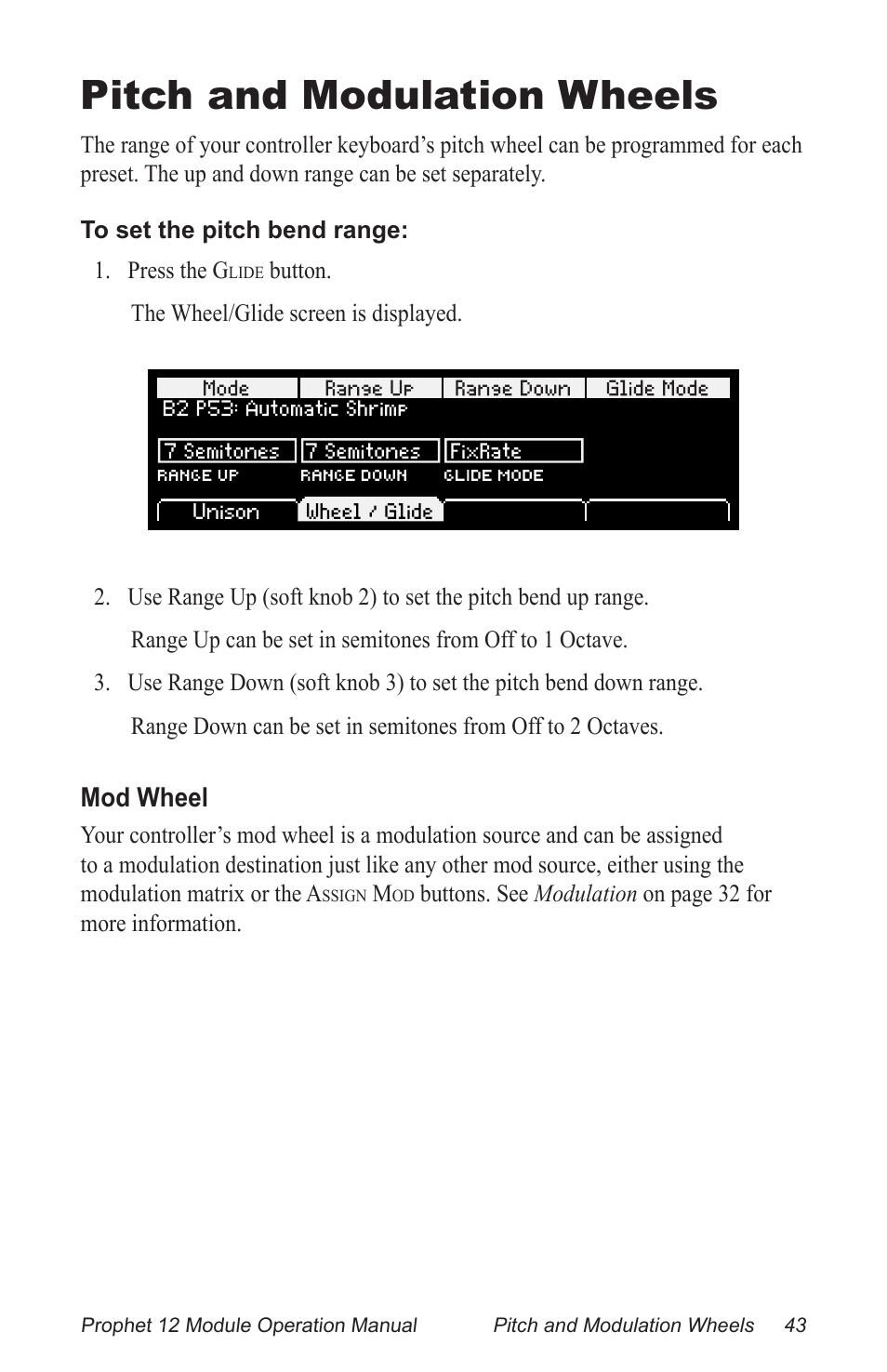 Pitch and modulation wheels | Dave Smith Instruments PROPHET 12 DESKTOP User Manual | Page 55 / 104