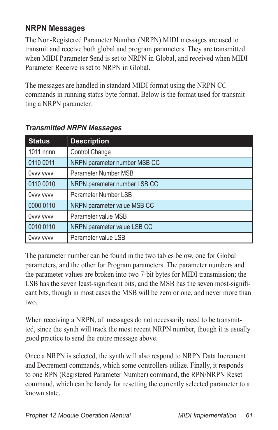 Dave Smith Instruments PROPHET 12 DESKTOP User Manual | Page 73 / 104