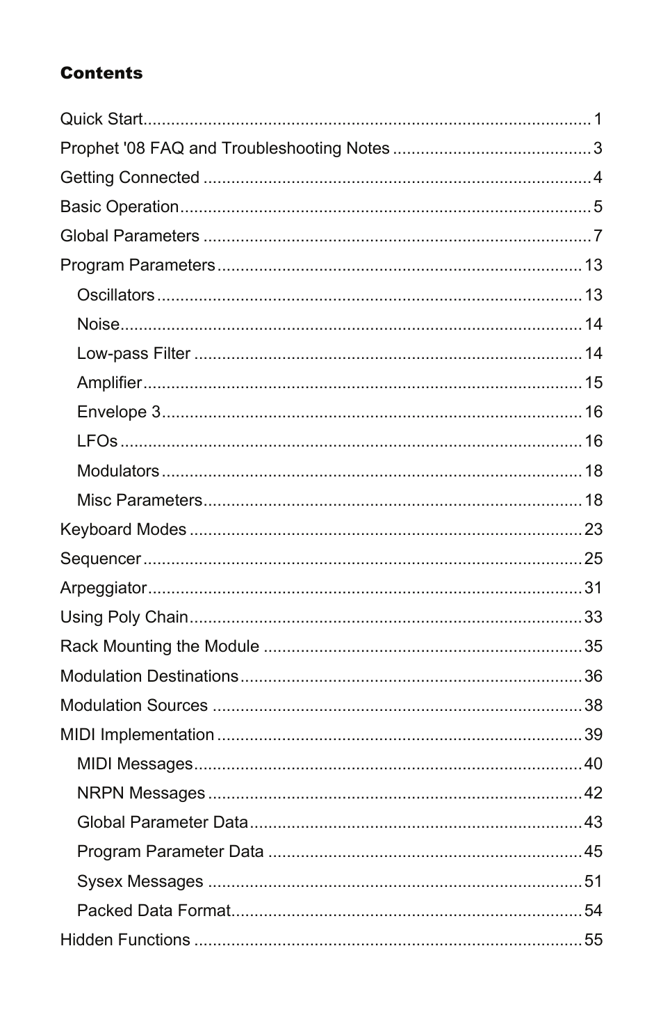 Dave Smith Instruments PROPHET 08 DESKTOP User Manual | Page 5 / 64