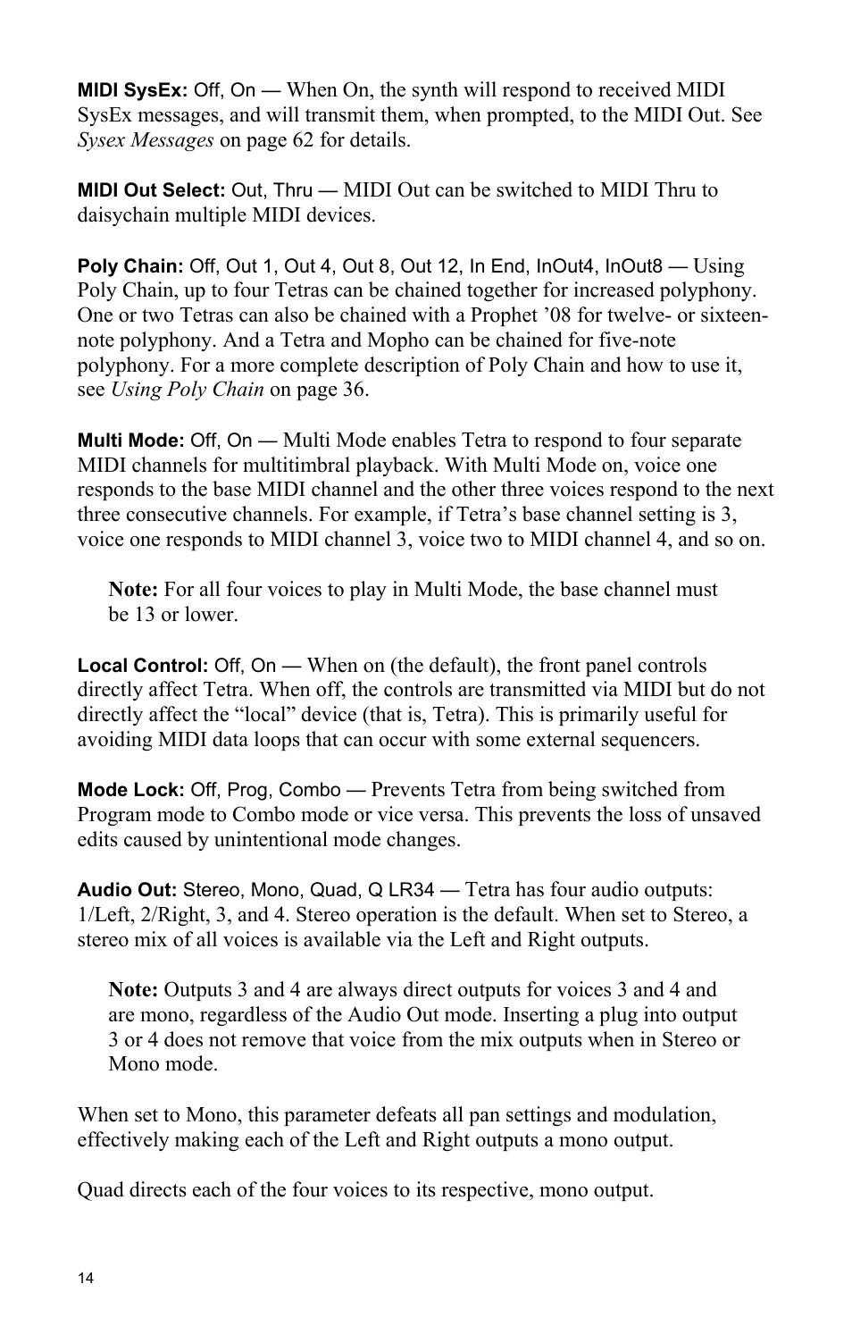 Dave Smith Instruments TETRA User Manual | Page 20 / 76