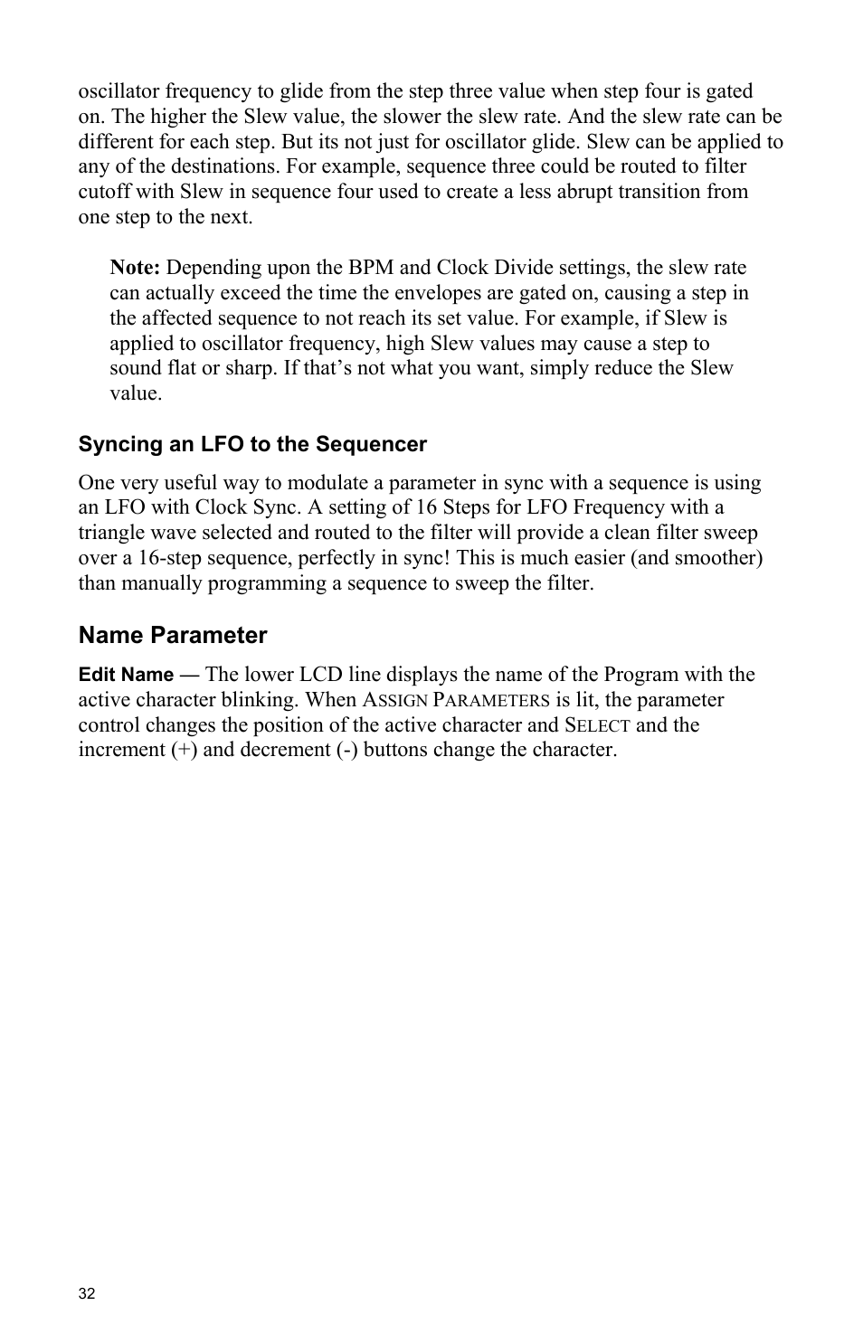 Name parameter | Dave Smith Instruments TETRA User Manual | Page 38 / 76