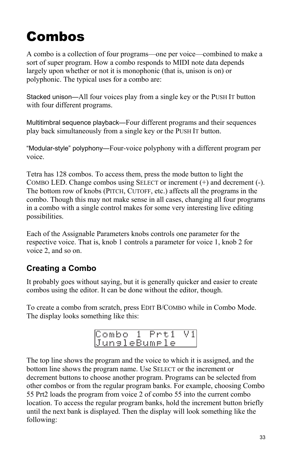 Combos | Dave Smith Instruments TETRA User Manual | Page 39 / 76