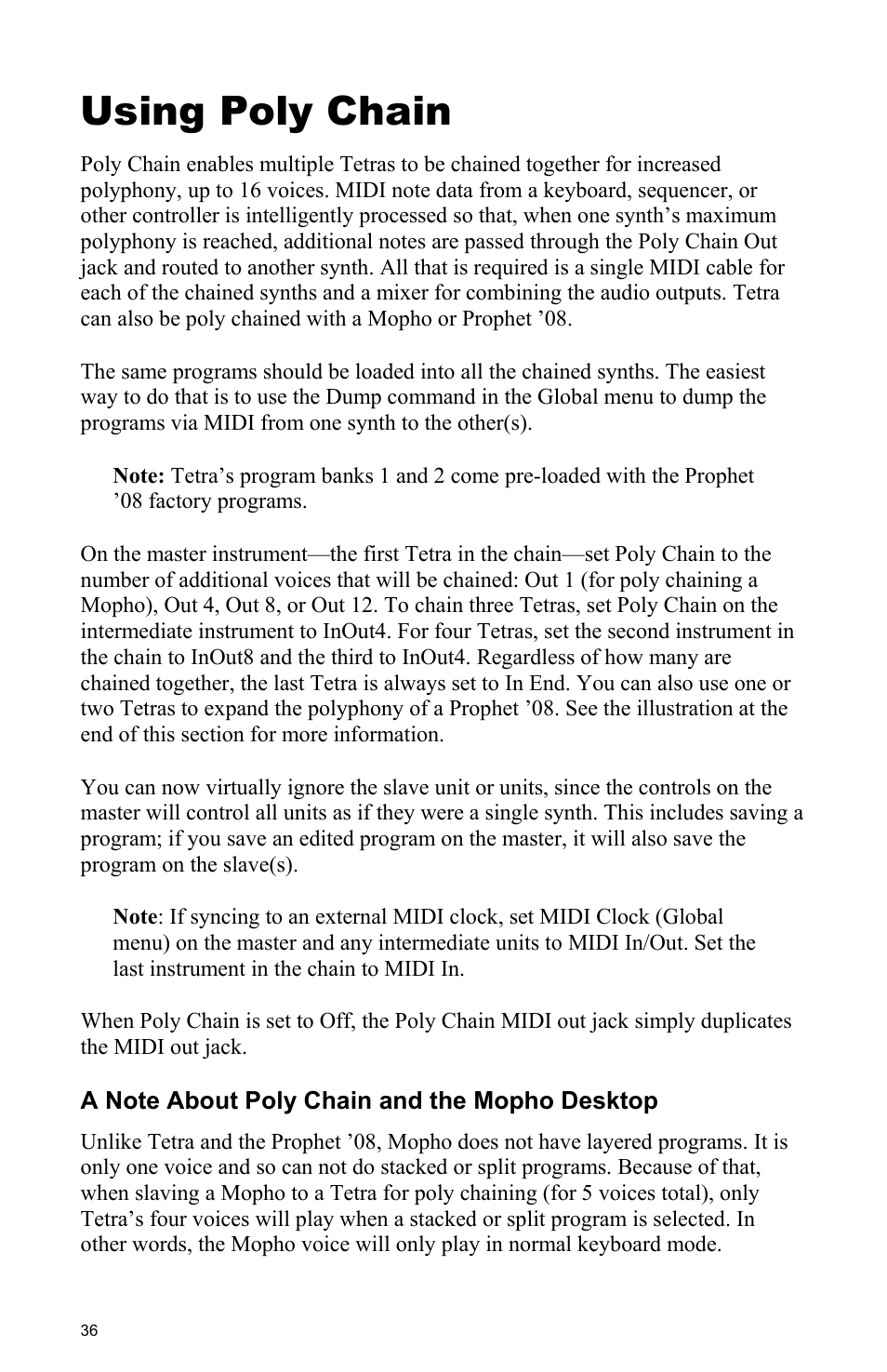 Using poly chain | Dave Smith Instruments TETRA User Manual | Page 42 / 76
