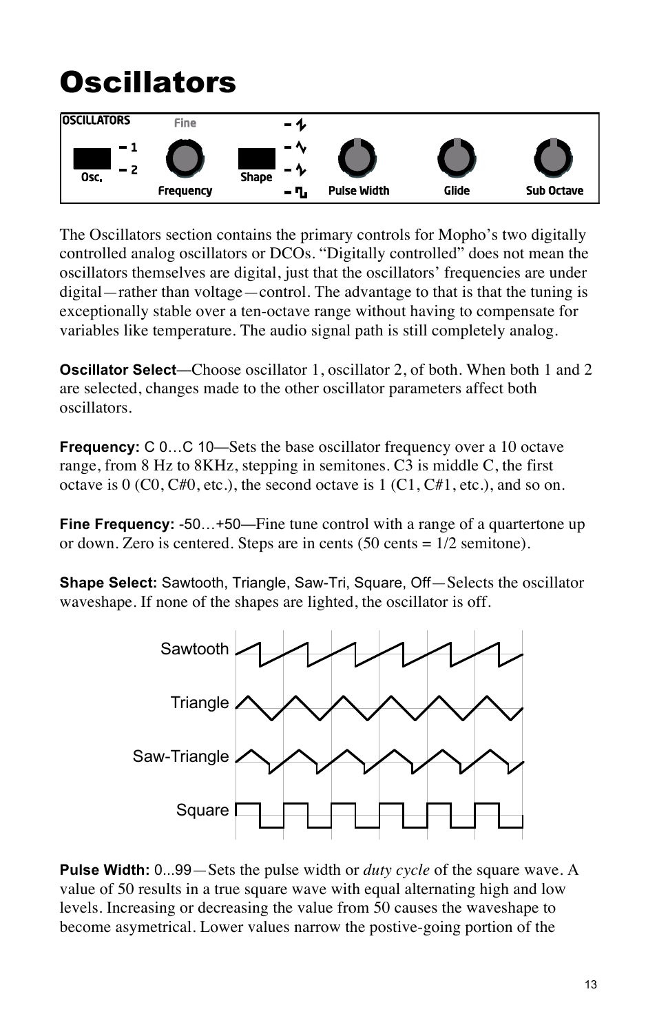 Oscillators | Dave Smith Instruments MOPHO SE User Manual | Page 19 / 72